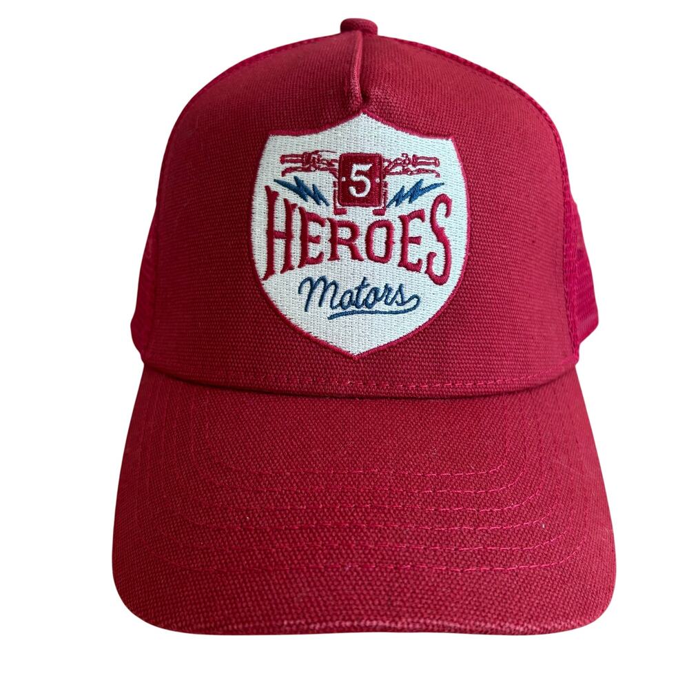 Heroes Motors Los Angeles California Red SnapBack Trucker Mesh Hat Motorcycle